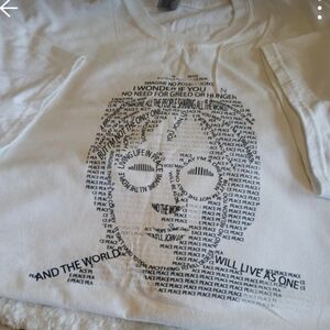 White Graphic Tee with Peace Design